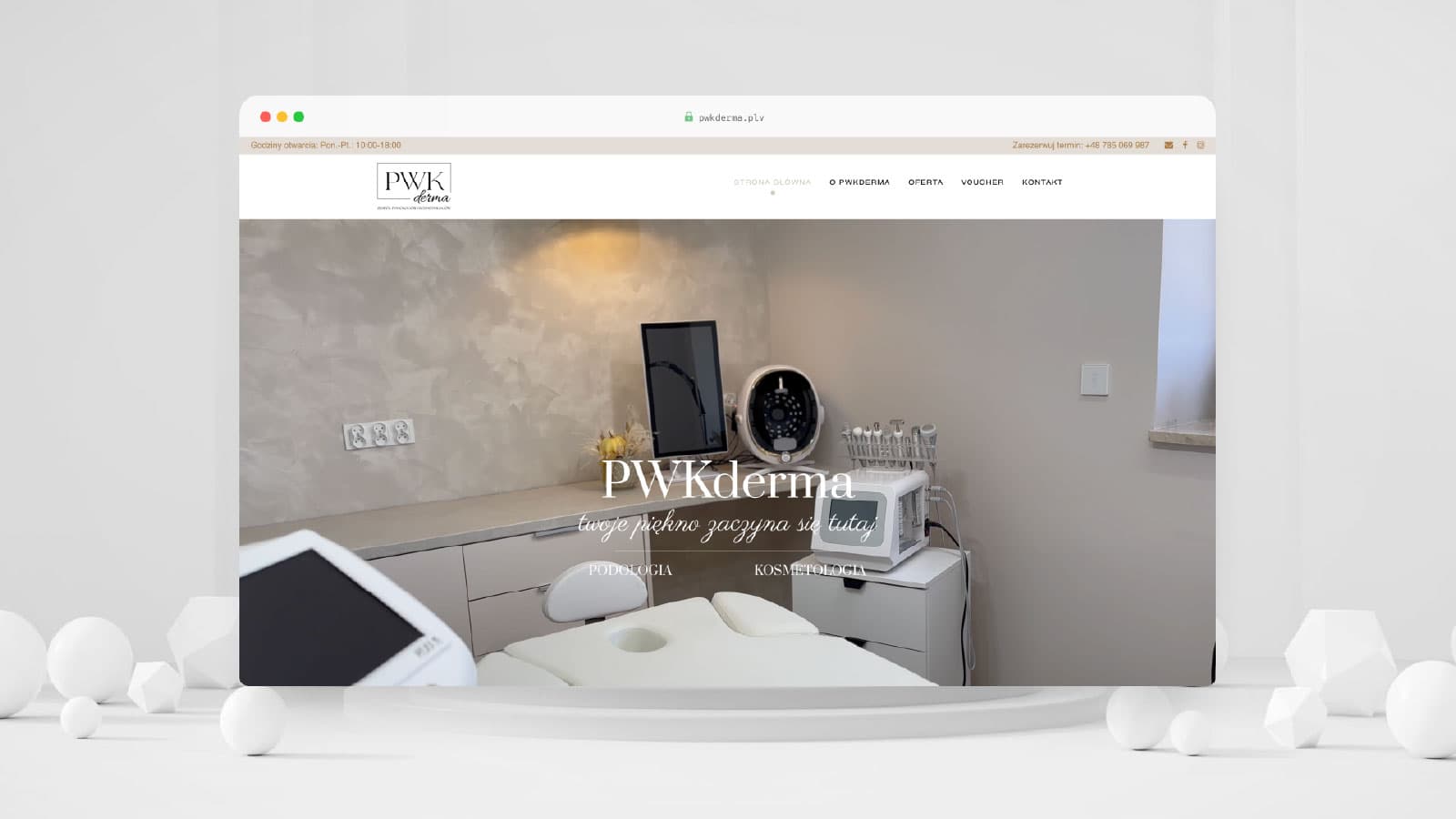 PWK Derma — strona internetowa gabinetu podologii i kosmetologii — 1